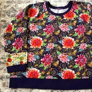 SET***JOHNNY WAS Leggings + Sweatshirt  Floral Print Raglan Crewneck***W0W!